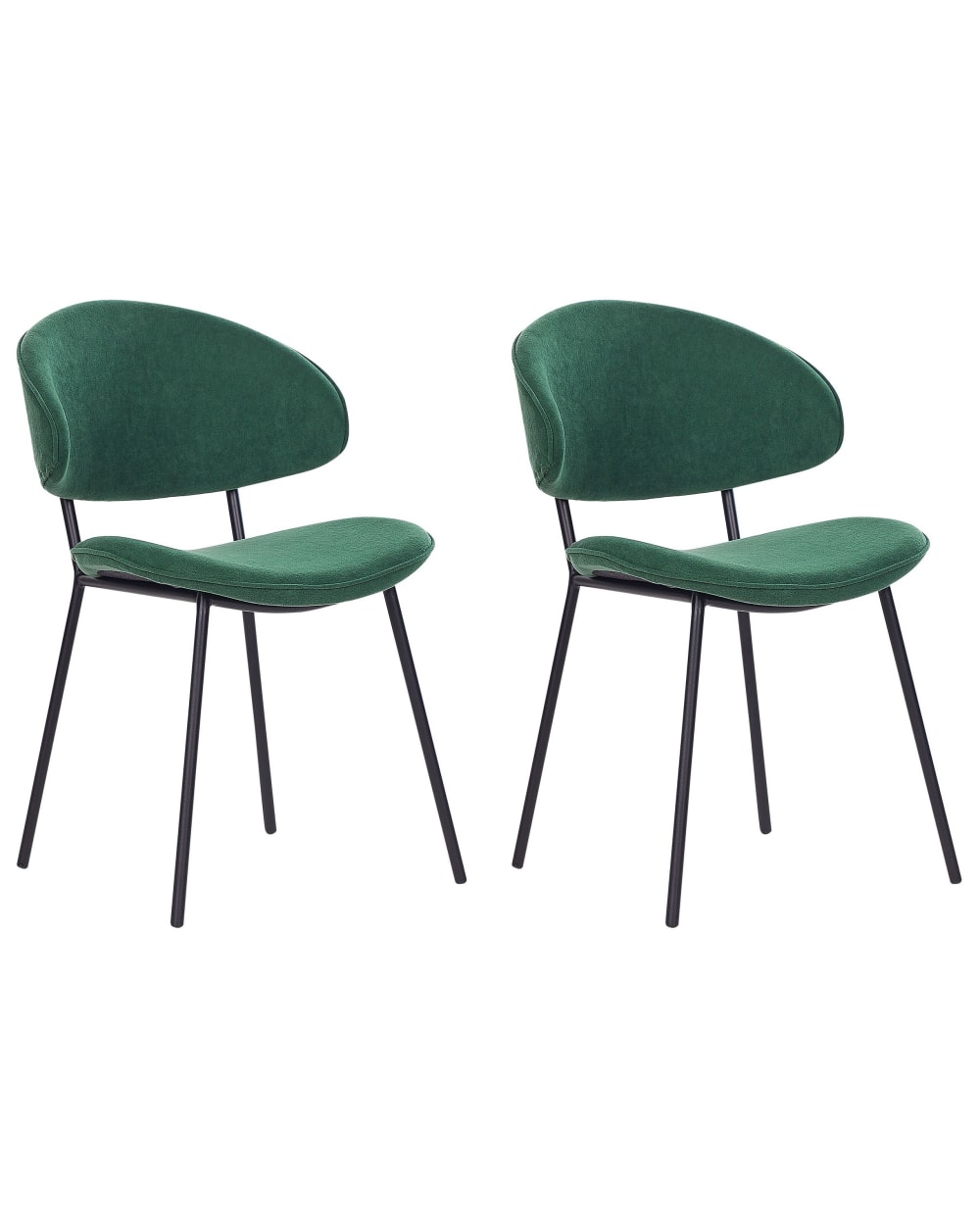 Lot de 2 chaises de salle à manger en tissu vert 50x81cm