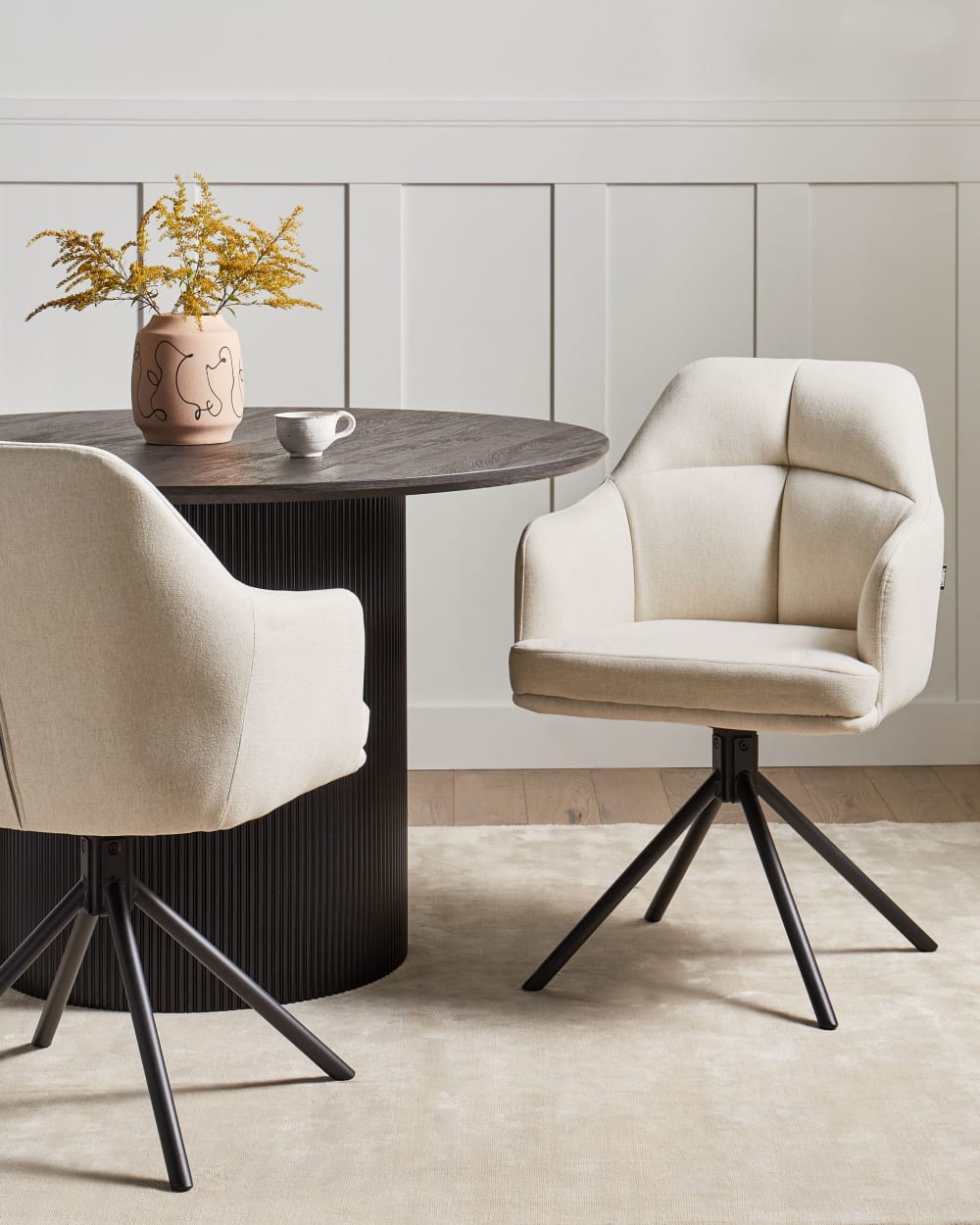 Lot de 2 chaises de salle à manger en tissu beige 46x84cm