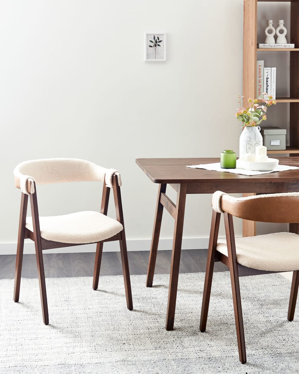 Lot de 2 chaises de salle à manger en tissu beige 55x75cm