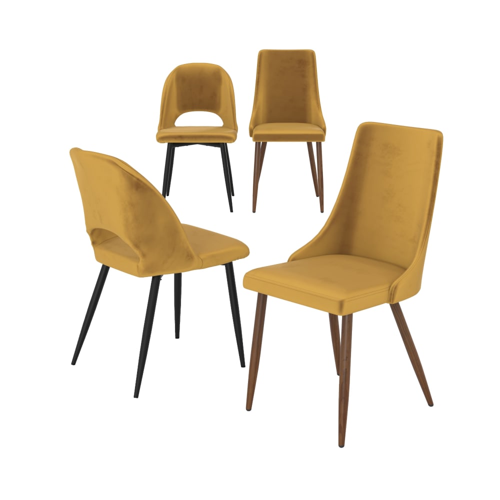 Maison Pavane Pack mit 4 gelben Samtstühlen style classic chic - Samt