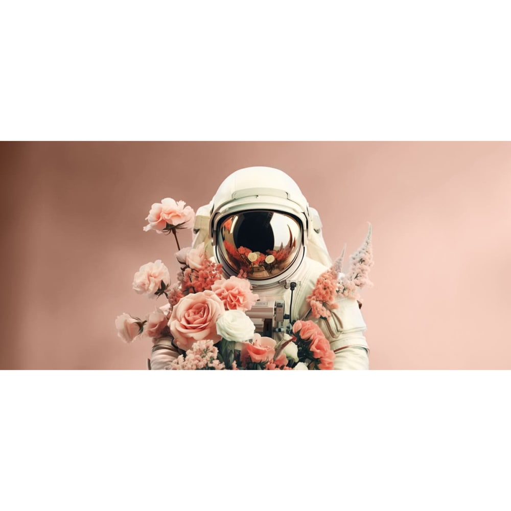 Tableau sur verre synthétique astronaute floral 65x145