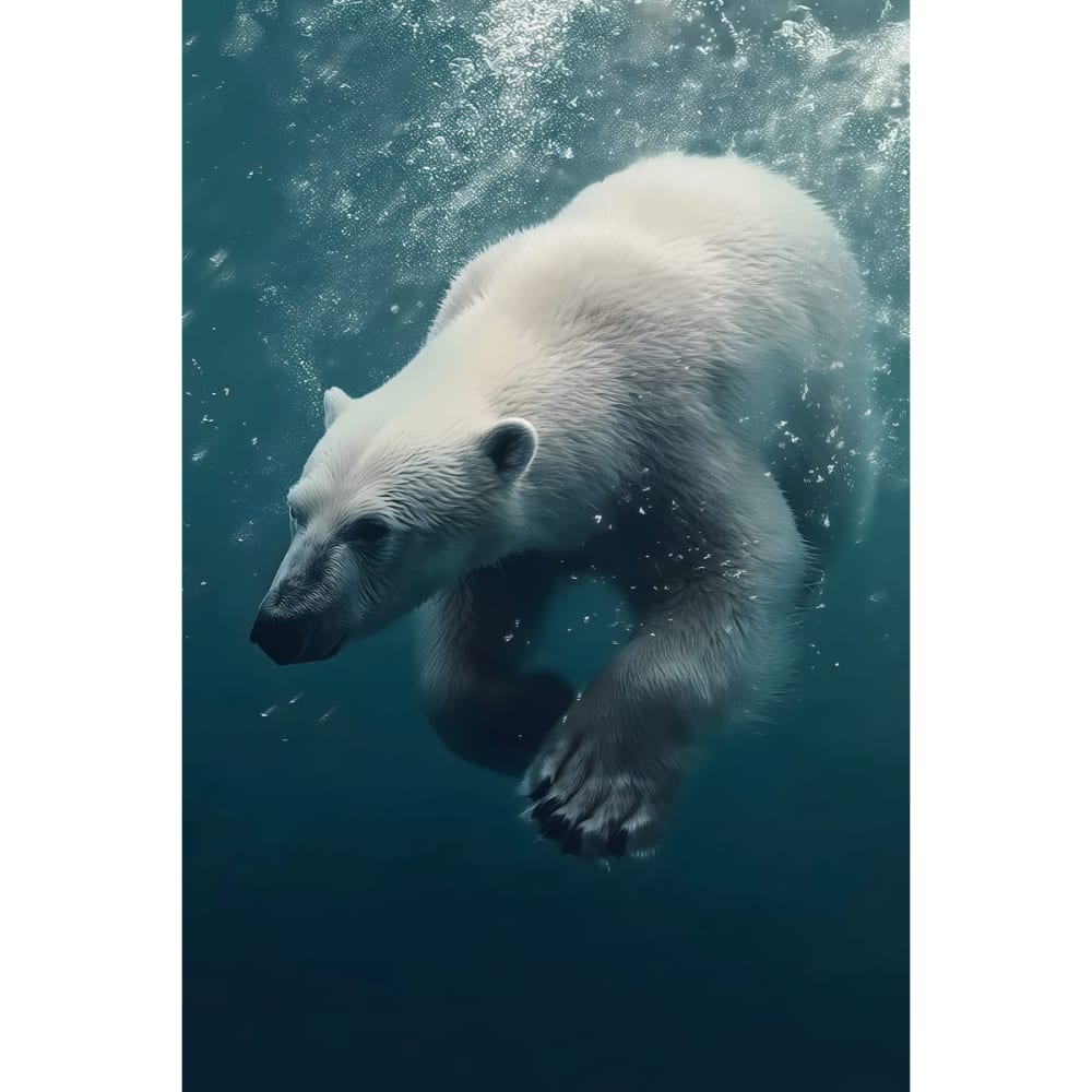 Tableau sur toile ours polaire en plongée 30x45