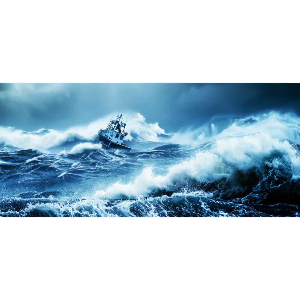 Tableau sur verre synthétique tempête marine 65x145