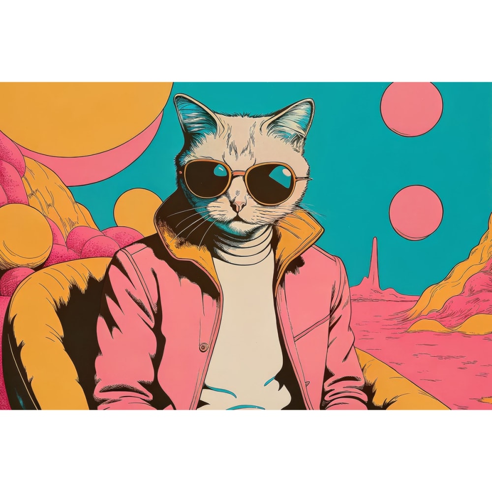 Tableau sur toile chat rétro 30x45