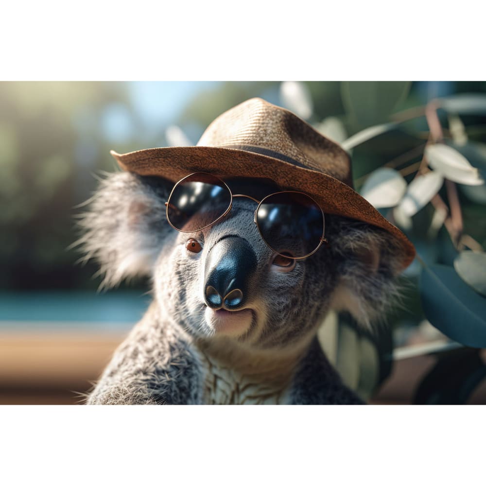Tableau sur toile Koala chic avec chapeau 30x45