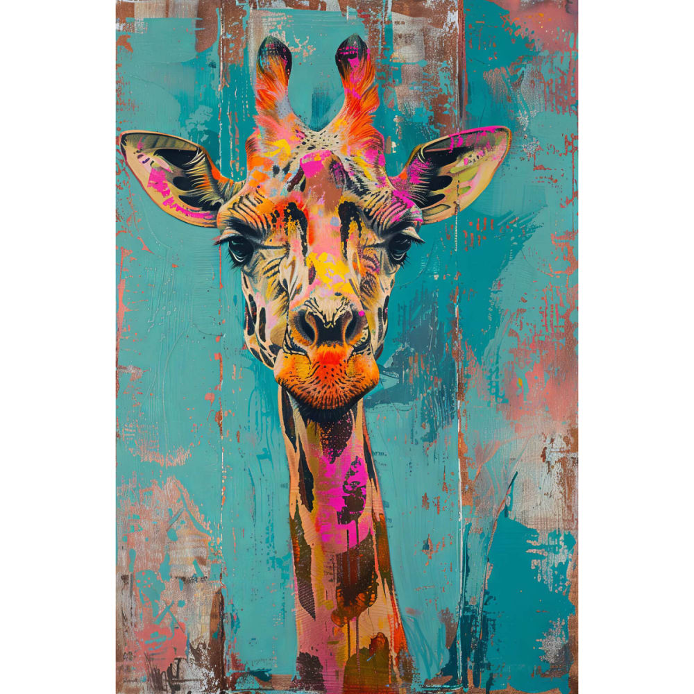 Tableau sur toile girafe colorée 45x65