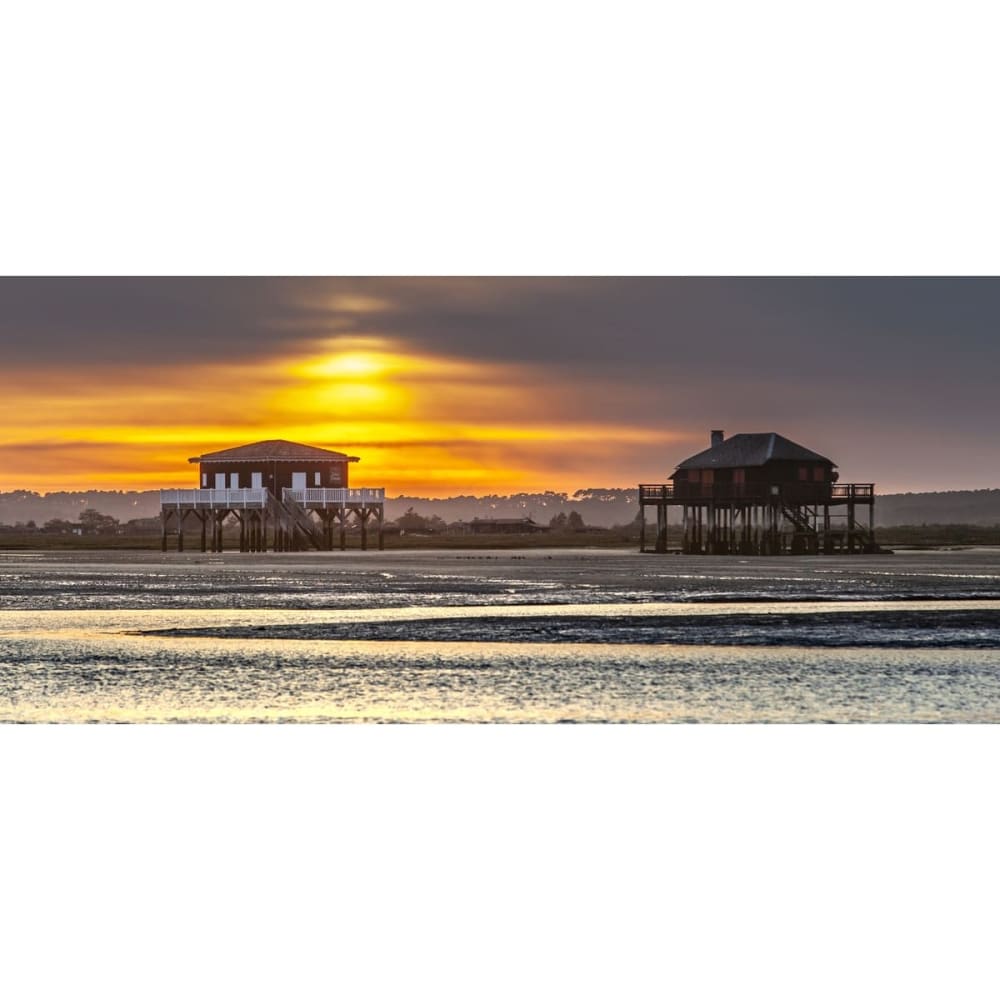Tableau sur verre synthétique couché soleil 65x145