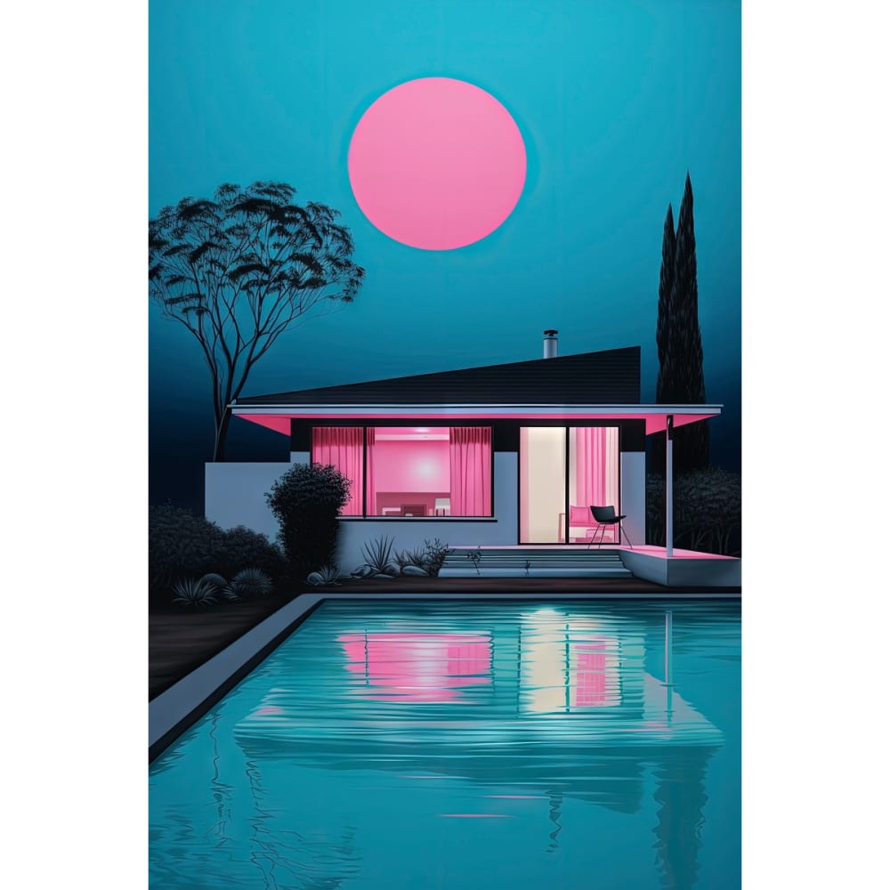 Tableau sur toile villa au crépuscule 30x45