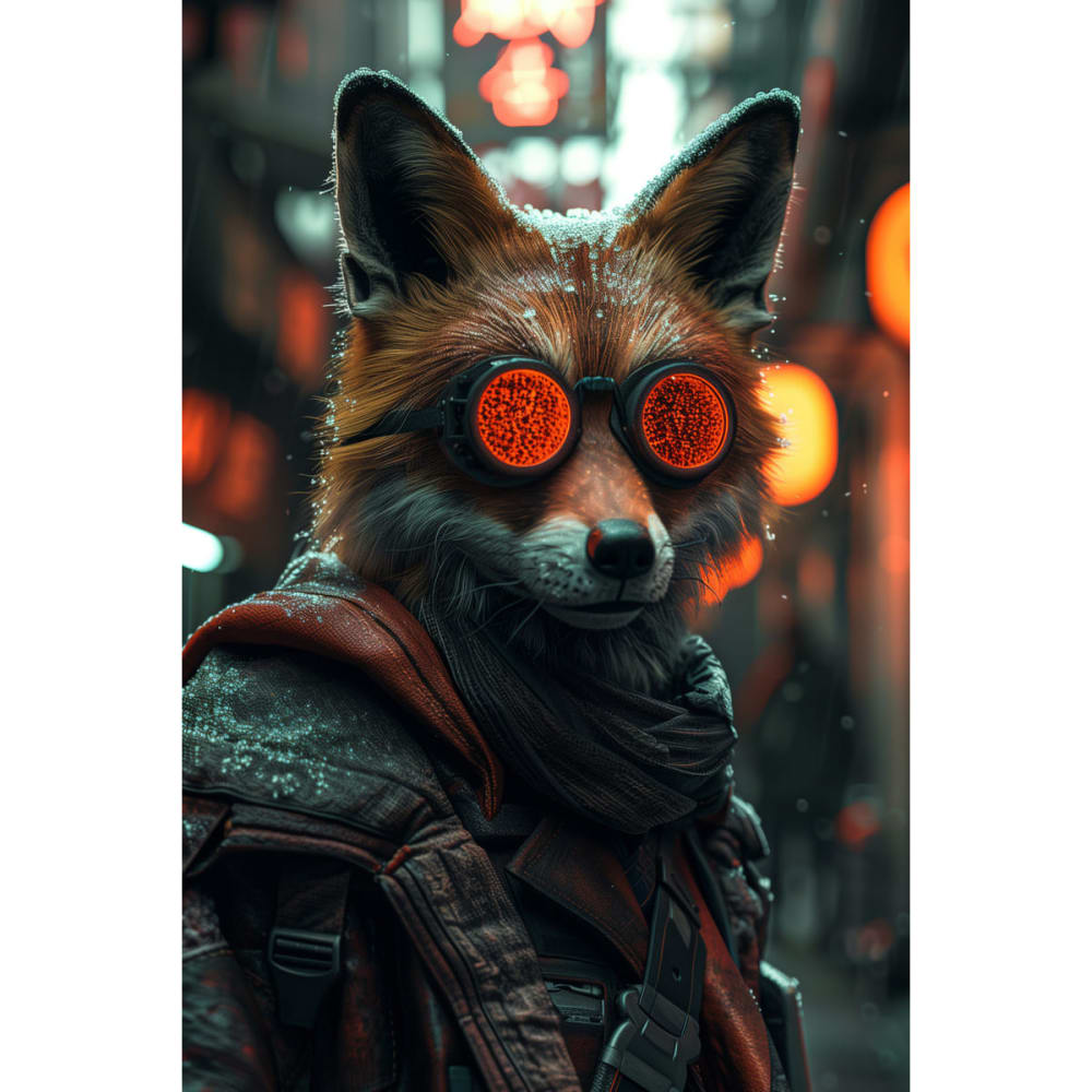 Tableau sur toile Renard futuriste avec lunettes 30x45