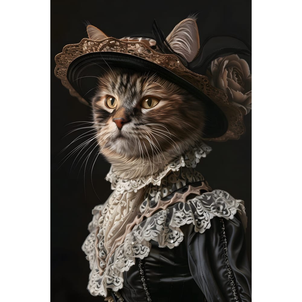Tableau sur toile Chat victorien avec chapeau 45x65