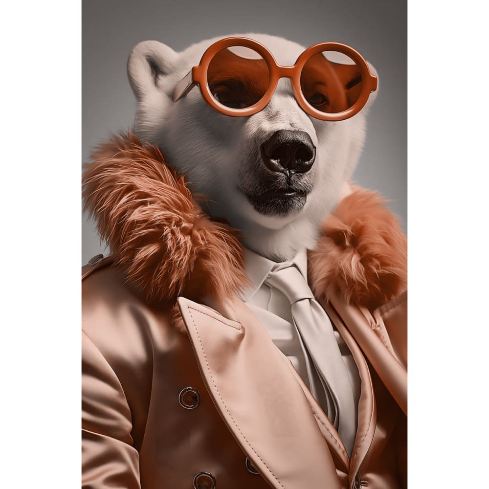 Tableau sur toile Ours polaire chic avec lunettes 45x65