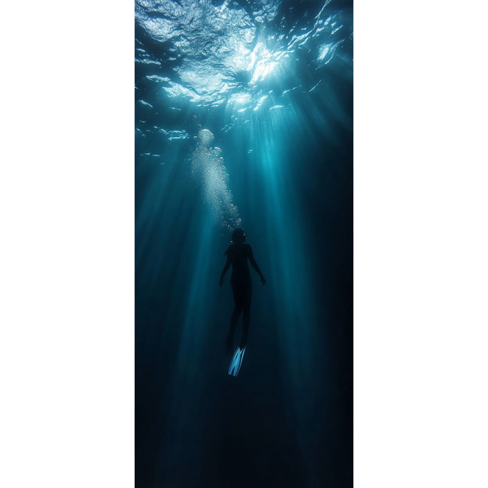 Tableau sur verre synthétique plongeur sous-marin 65x145