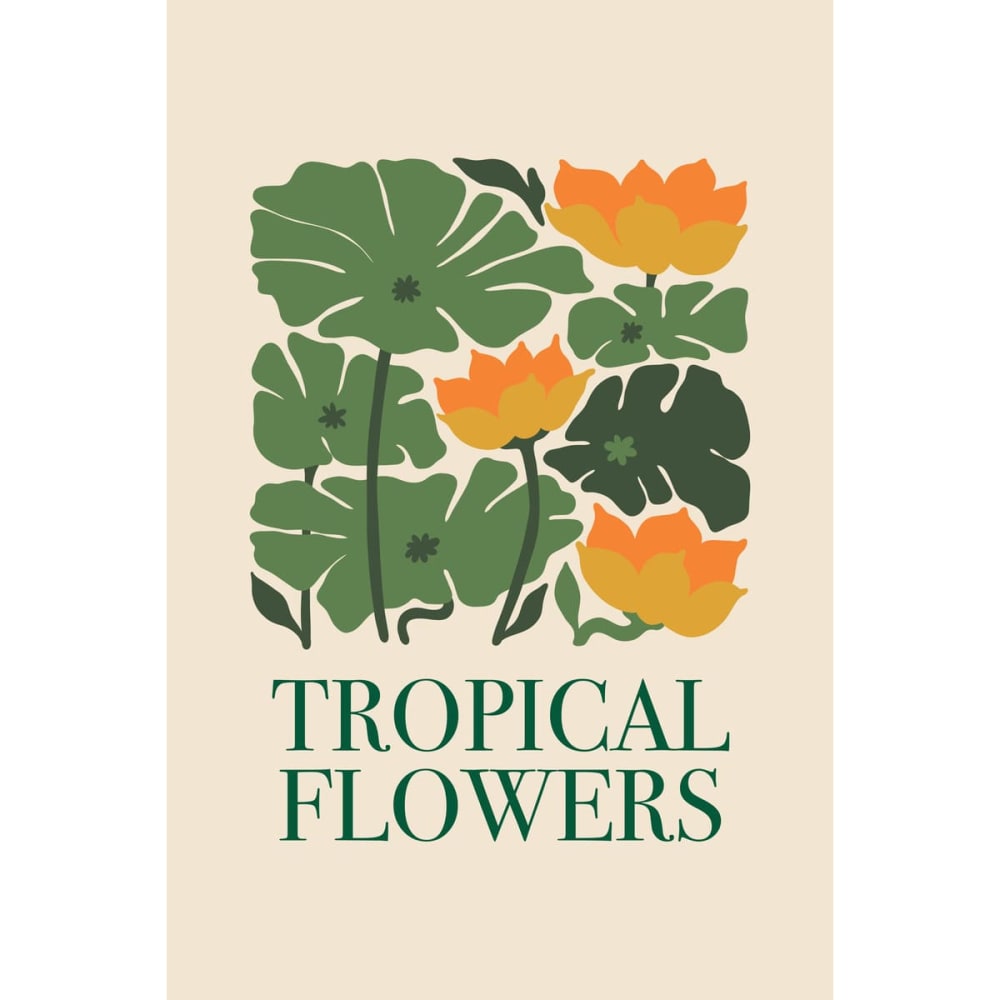 Tableau mural encadré Tropical Flowers 65x97