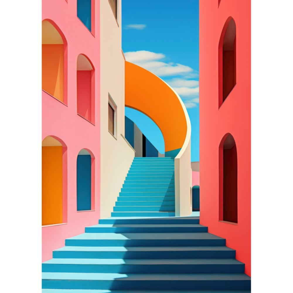 Tableau sur toile architecture géométrique colorée 30x45