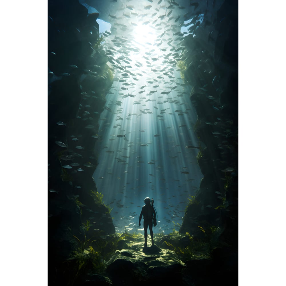 Tableau sur toile explorateur abyssal 45x65