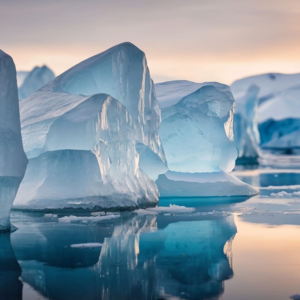 Tableau sur toile icebergs et reflets 30x30
