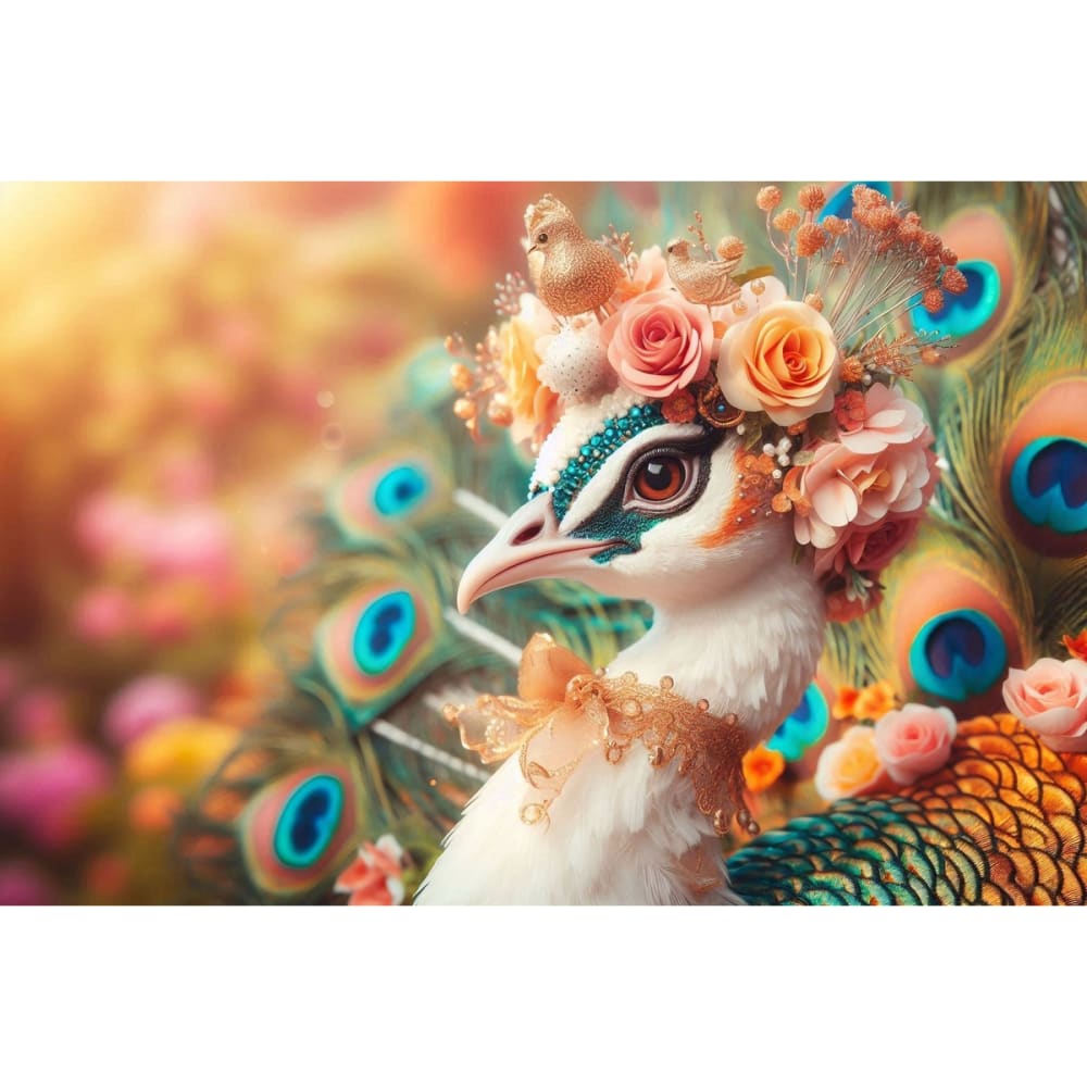 Tableau sur toile paon floral 45x65