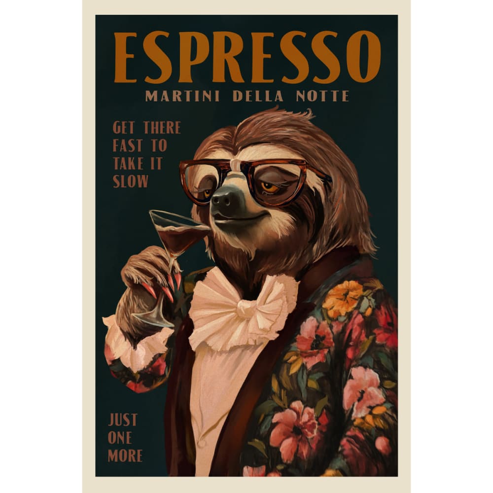 Tableau mural encadré paresseux Martini Espresso 65x97