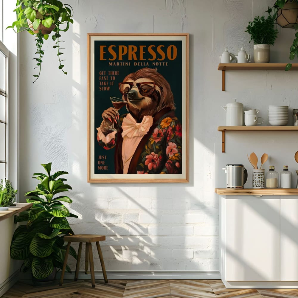 Tableau mural encadré paresseux Martini Espresso 65x97
