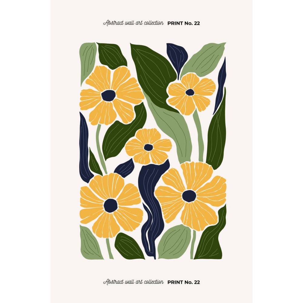 Tableau mural encadré print No. 22 fleurs stylisées 65x97