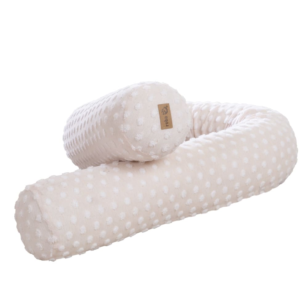 Tour de lit traversin en coton Bio 170 cm motif pois en relief beige