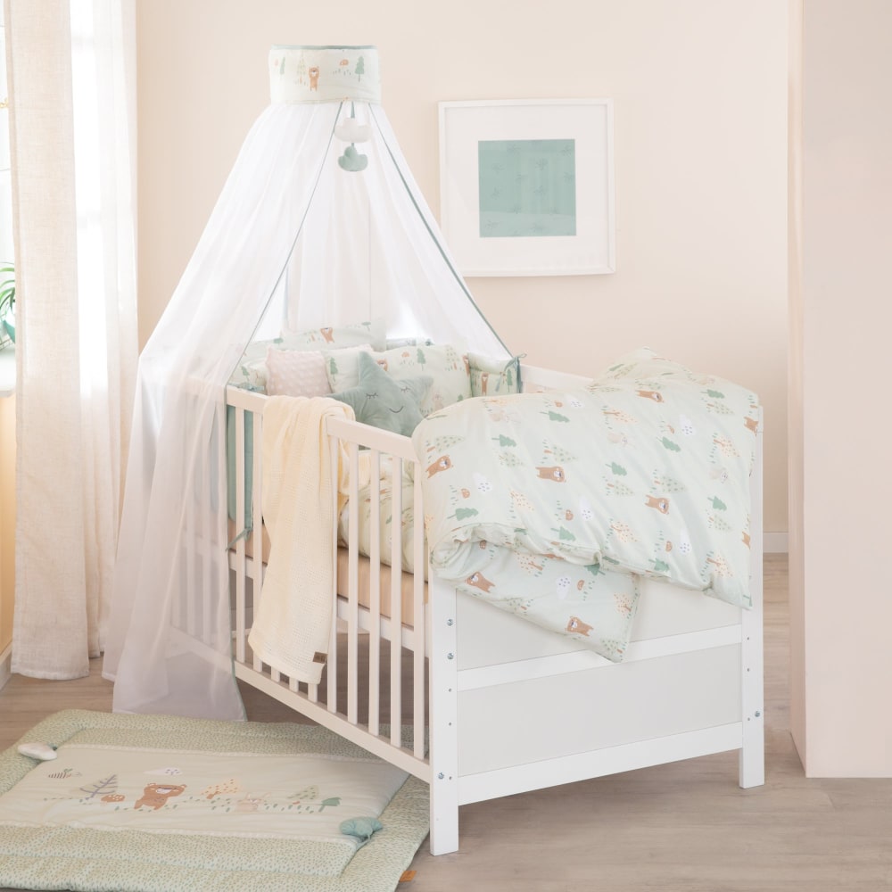 Babybettwäsche-Set 4-teilig aus Baumwolle in Pastellgrün mit
