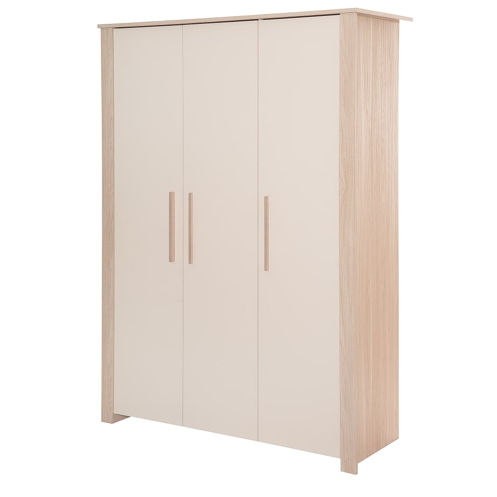 Armoire 3 Portes à Fermeture Douce Beige Cachemire Chêne