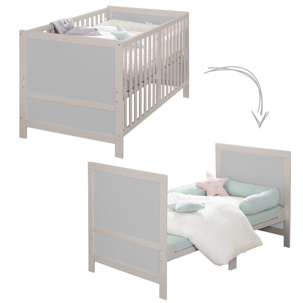 roba Mitwachsendes Kombi-Kinderbett 70x140 cm style modern GRAU SPANPLATTE Baby