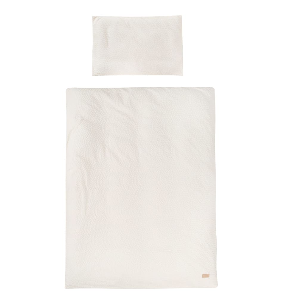 Parure de lit enfant motif pois en coton bio écru