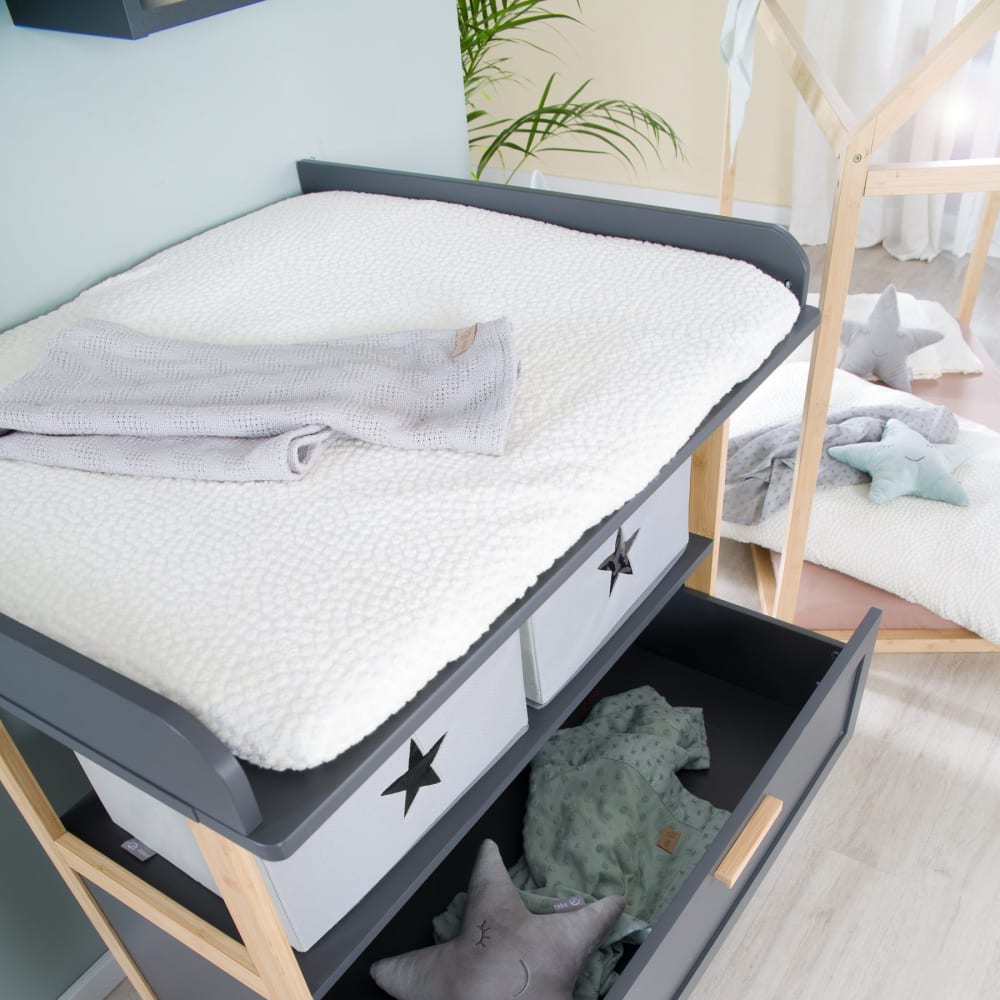 Spannbezug für Wickelauflage aus Bio-Baumwolle - Weiß / Oyster -
