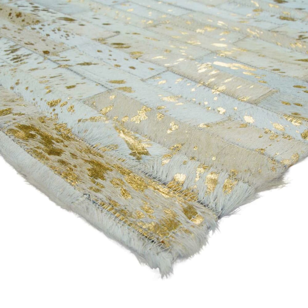 Tapis en cuir recyclé naturel doré patchwork 120x170 — vue 4
