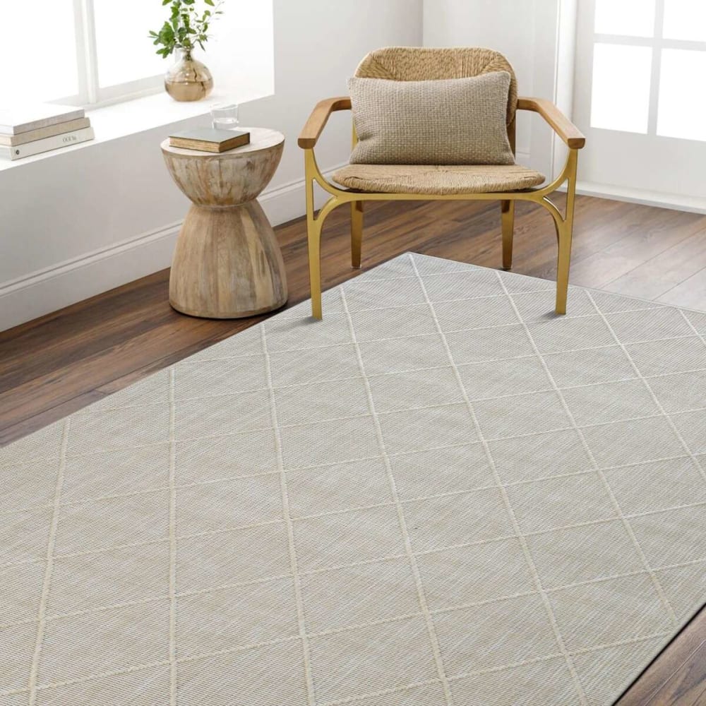 Tapis moderne à motif losange beige 80x250 — vue 3