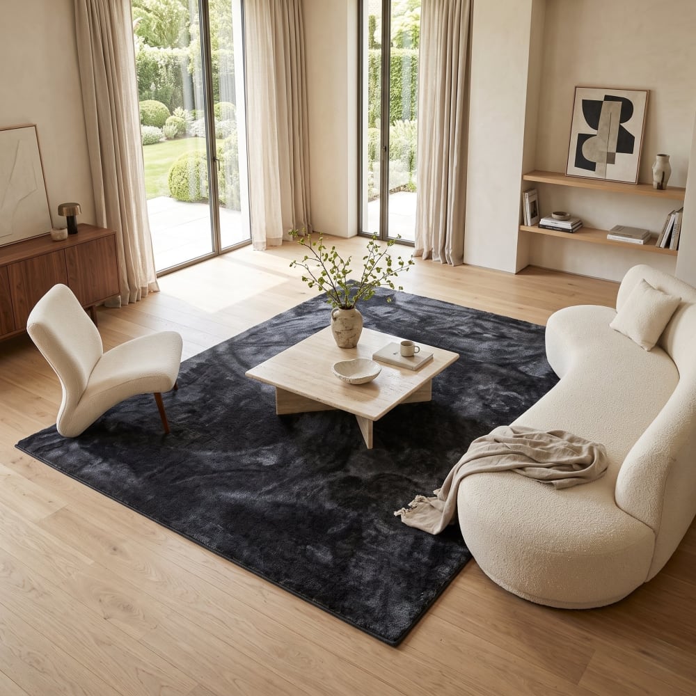 Tapis doux antidérapant gris foncé uni 160x220 — vue 3