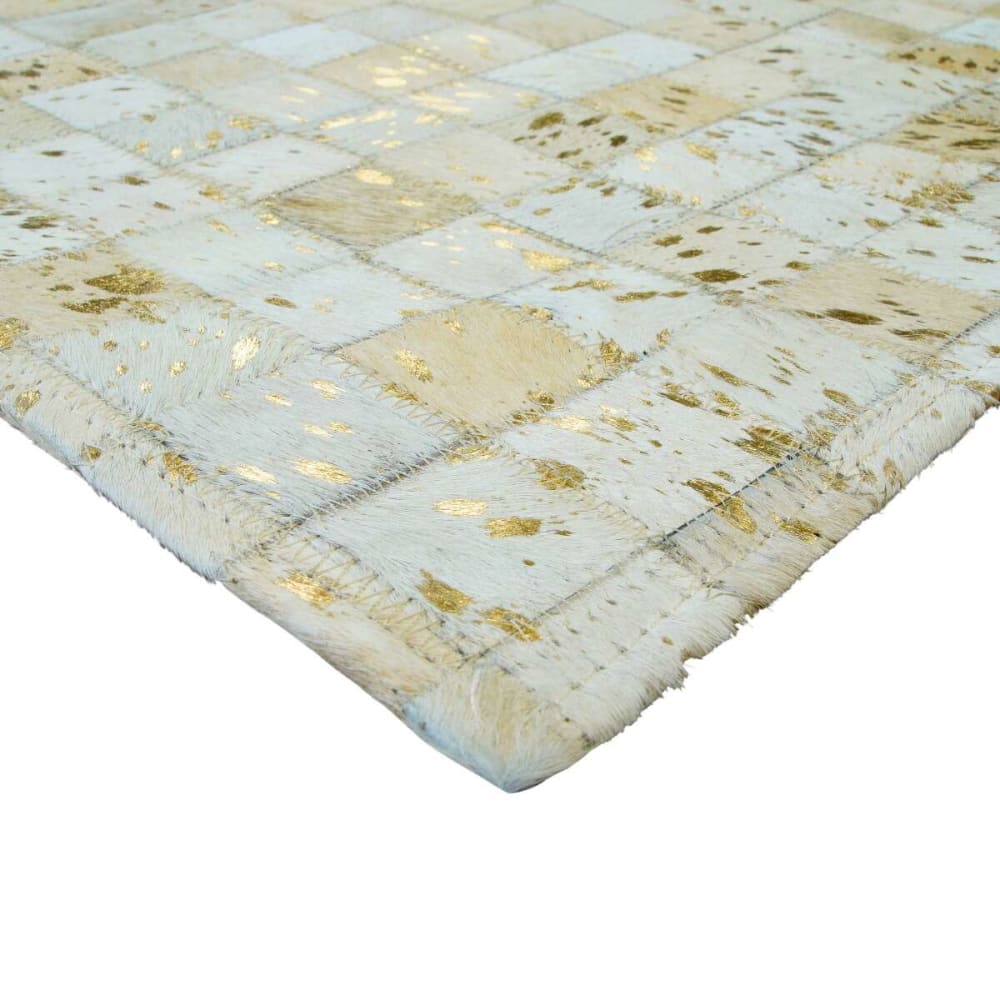 Tapis en cuirs recyclés blanc et doré 120x170 — vue 4