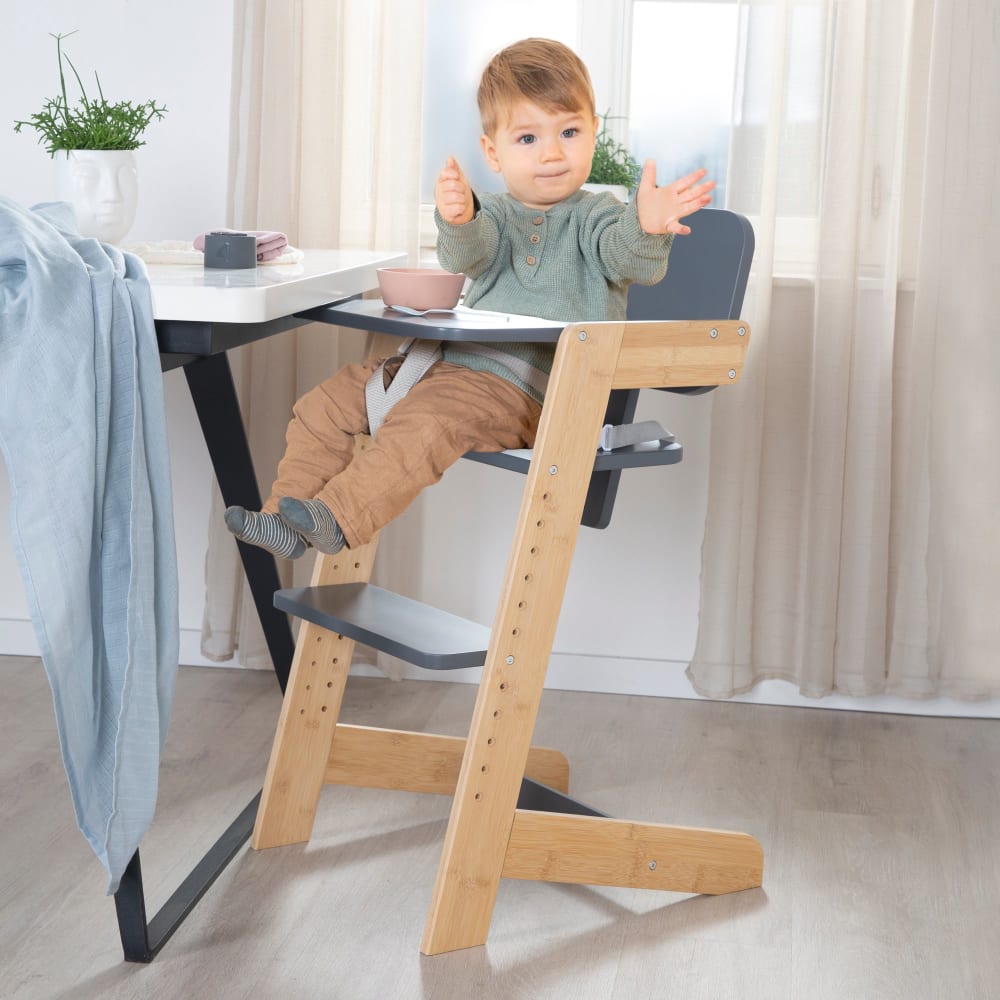 Chaise haute évolutive en bambou FSC® naturel et anthracite - image 2