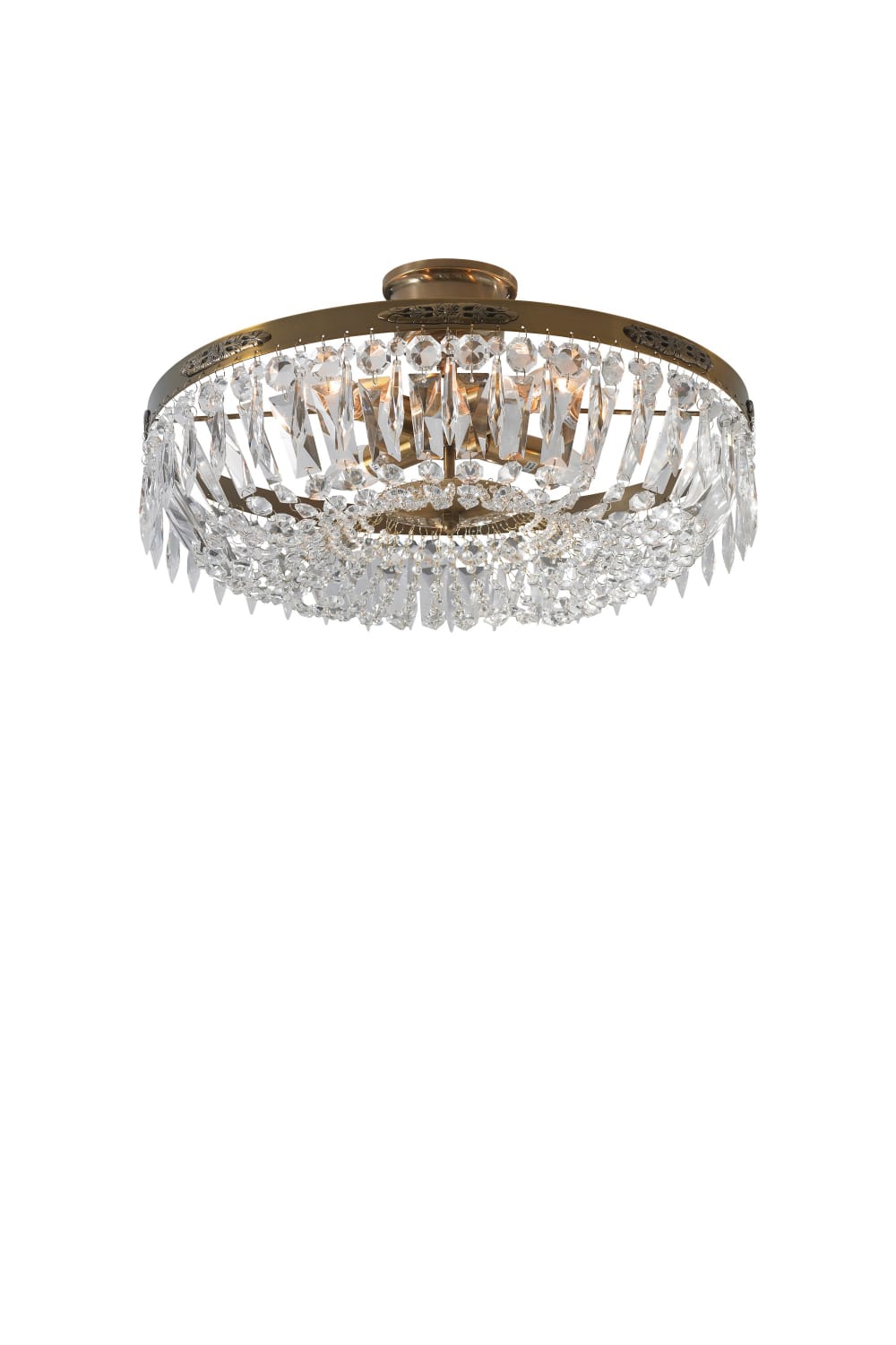 Plafonnier 4xE14 laiton antique et transparent