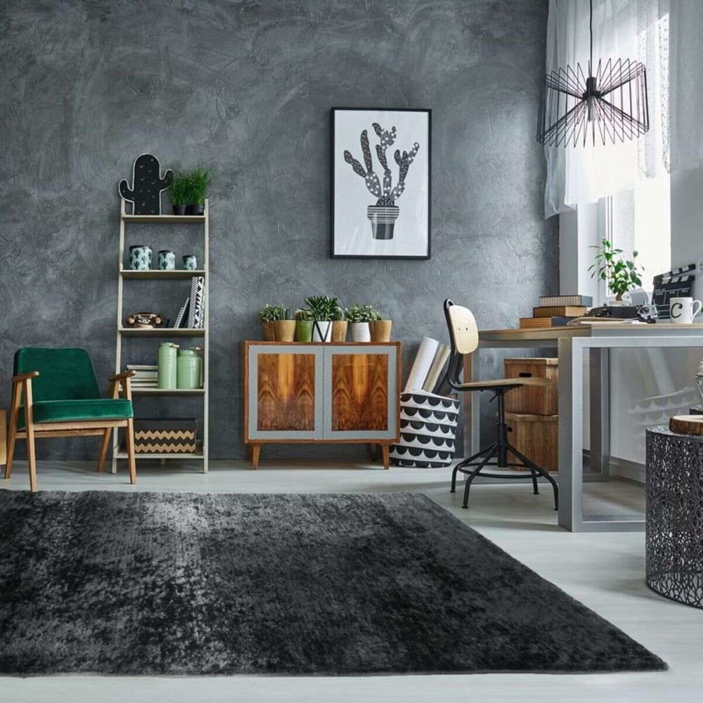 Tapis à poils longs effet soyeux gris dégradé 120x170 — vue 3