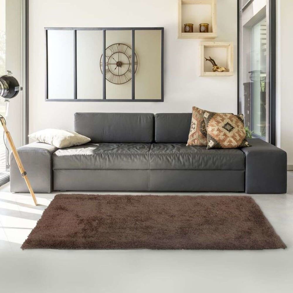 The Deco Factory Hochflor-Teppich wolliger Griff Schokolade 190x200 style industrial Braun Öko-Tex Zertifikat Pes - Polyester