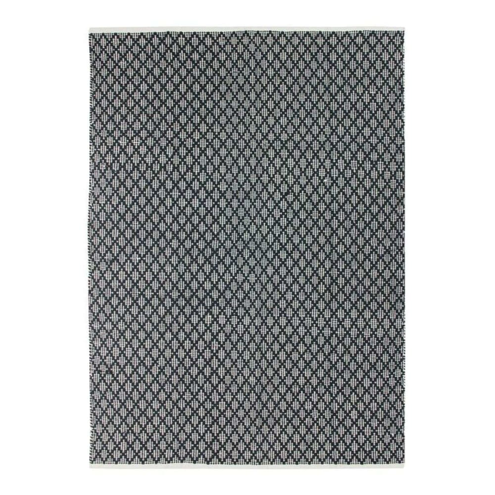Tapis en coton motif ethnique noir et blanc 120x170