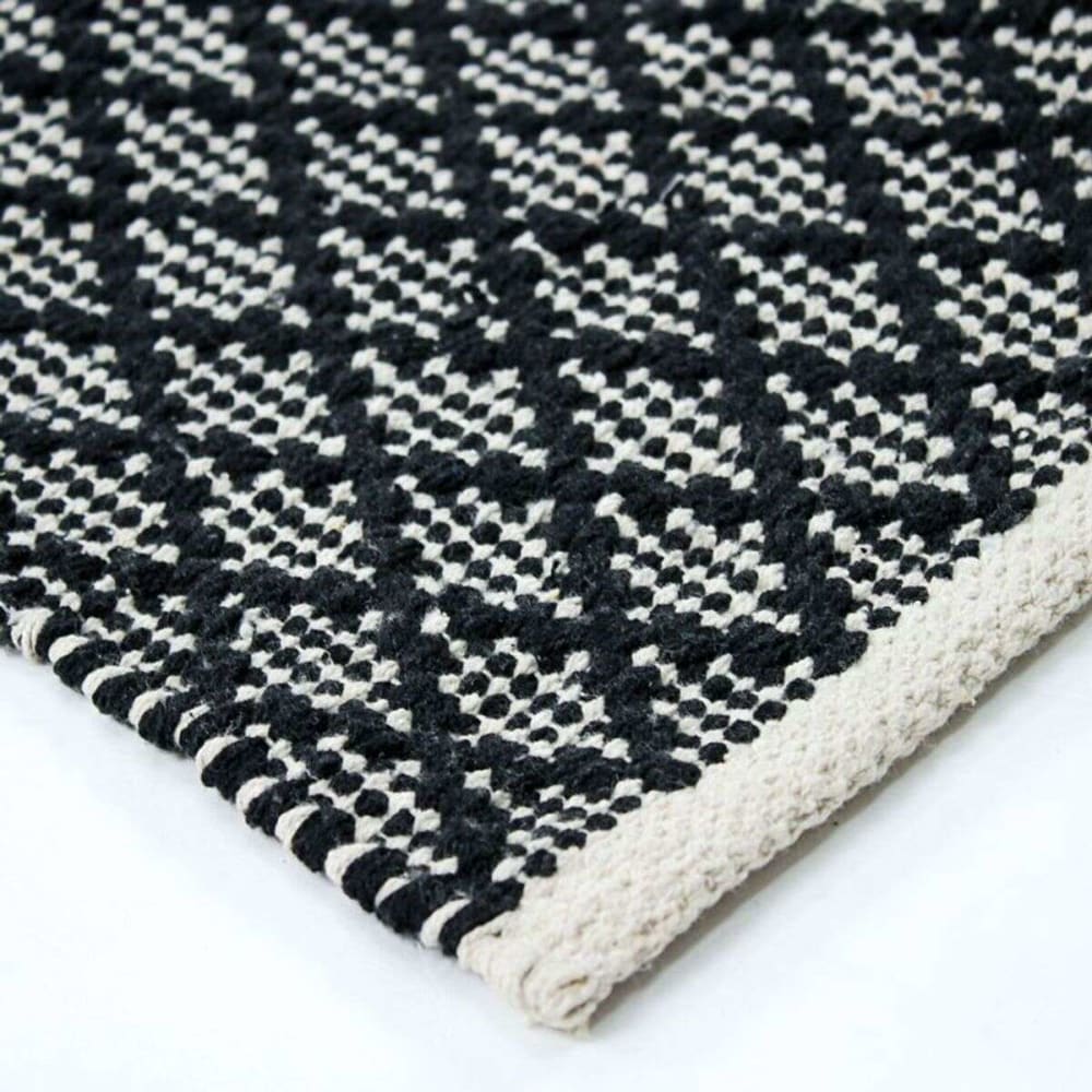 Tapis en coton motif ethnique noir et blanc 120x170 — vue 4