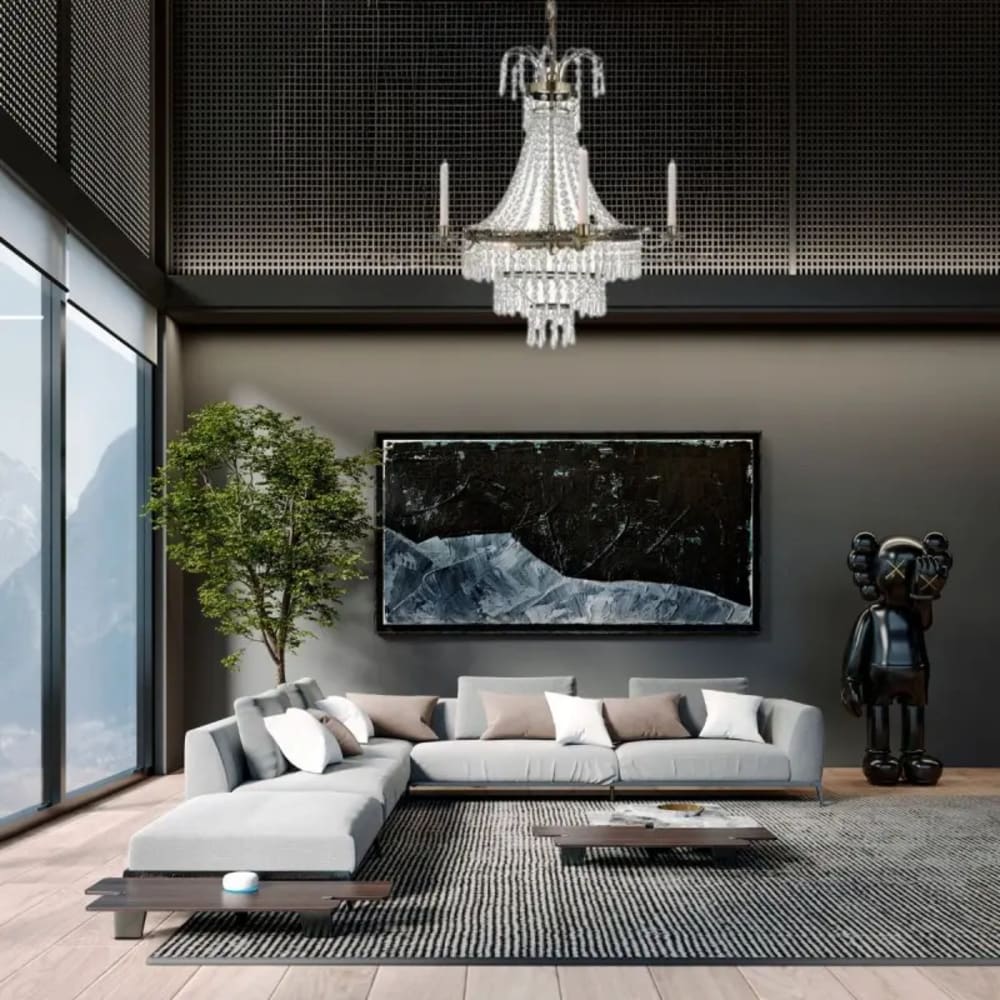 Lustre métal 3xE14 laiton antique et cristal - Maisons du Monde