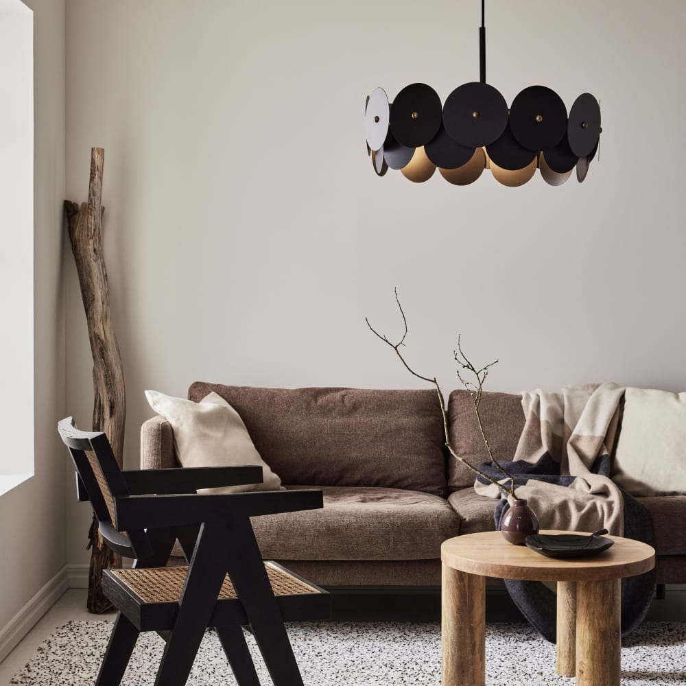 Suspension 3xE27 noir et laiton — vue 4