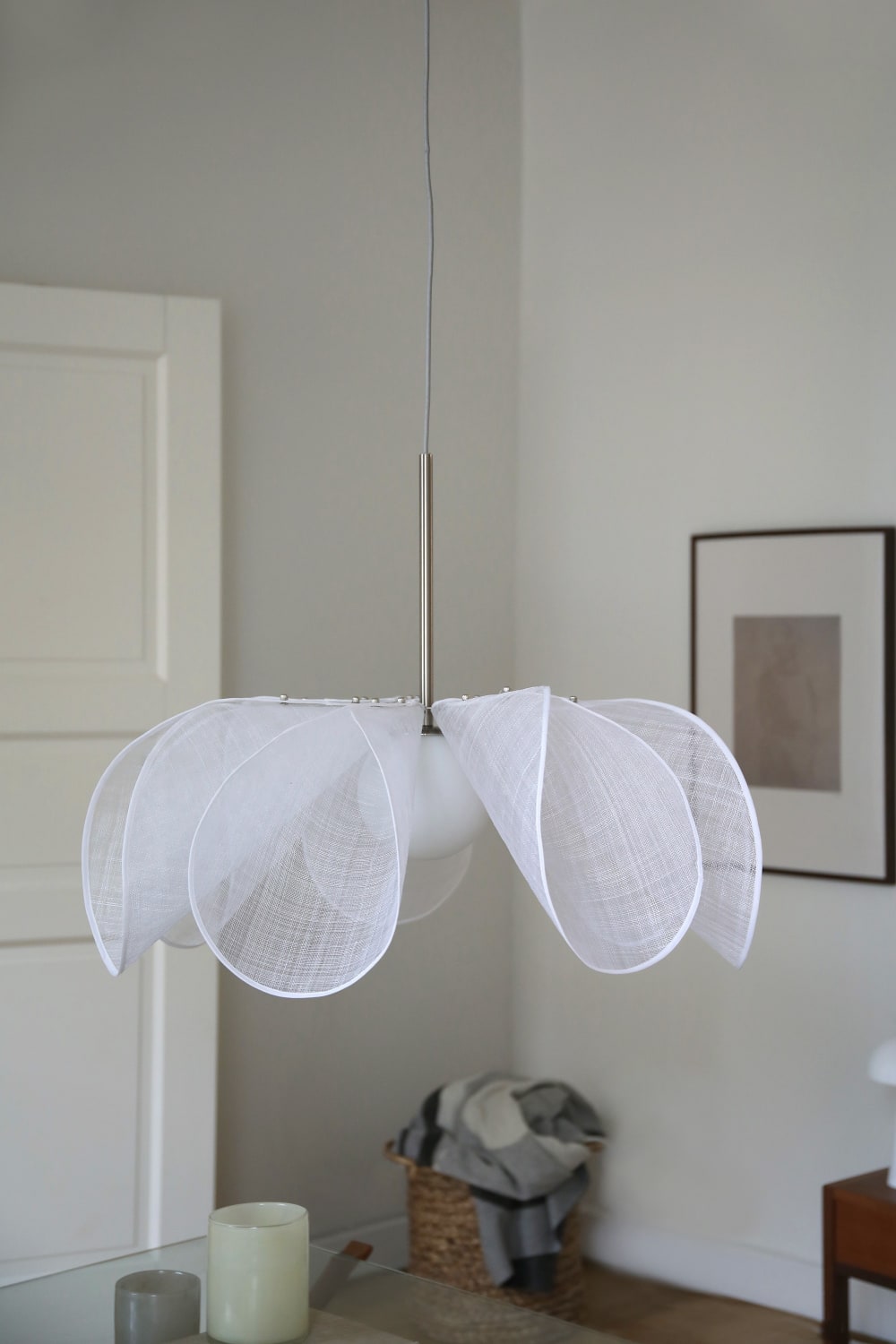 Suspension 1xE27 blanc et nickel satiné