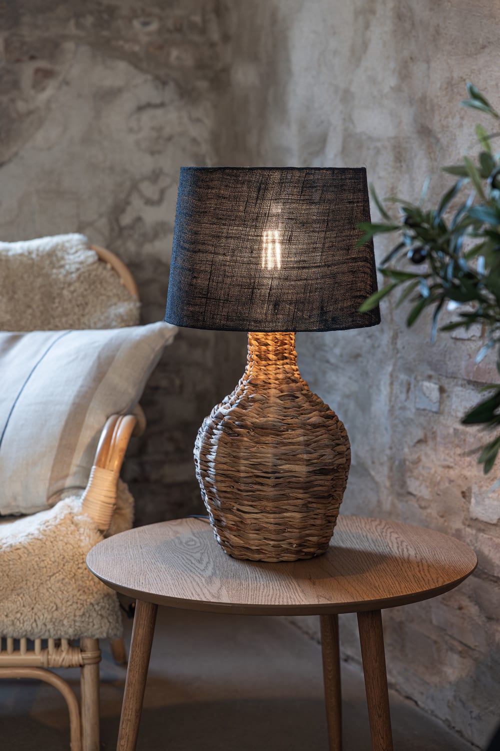 Lampe de table 1xE27 noir et naturel - Maisons du Monde