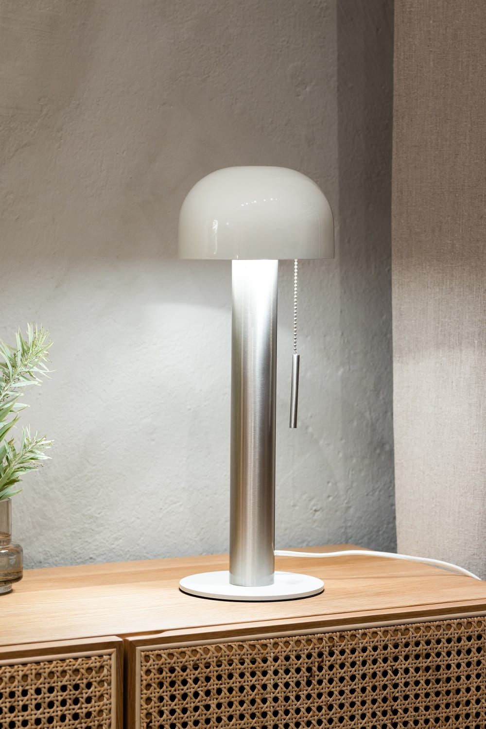 Lampe de table 2xG9 nickel satiné et blanc cassé - Maisons du Monde