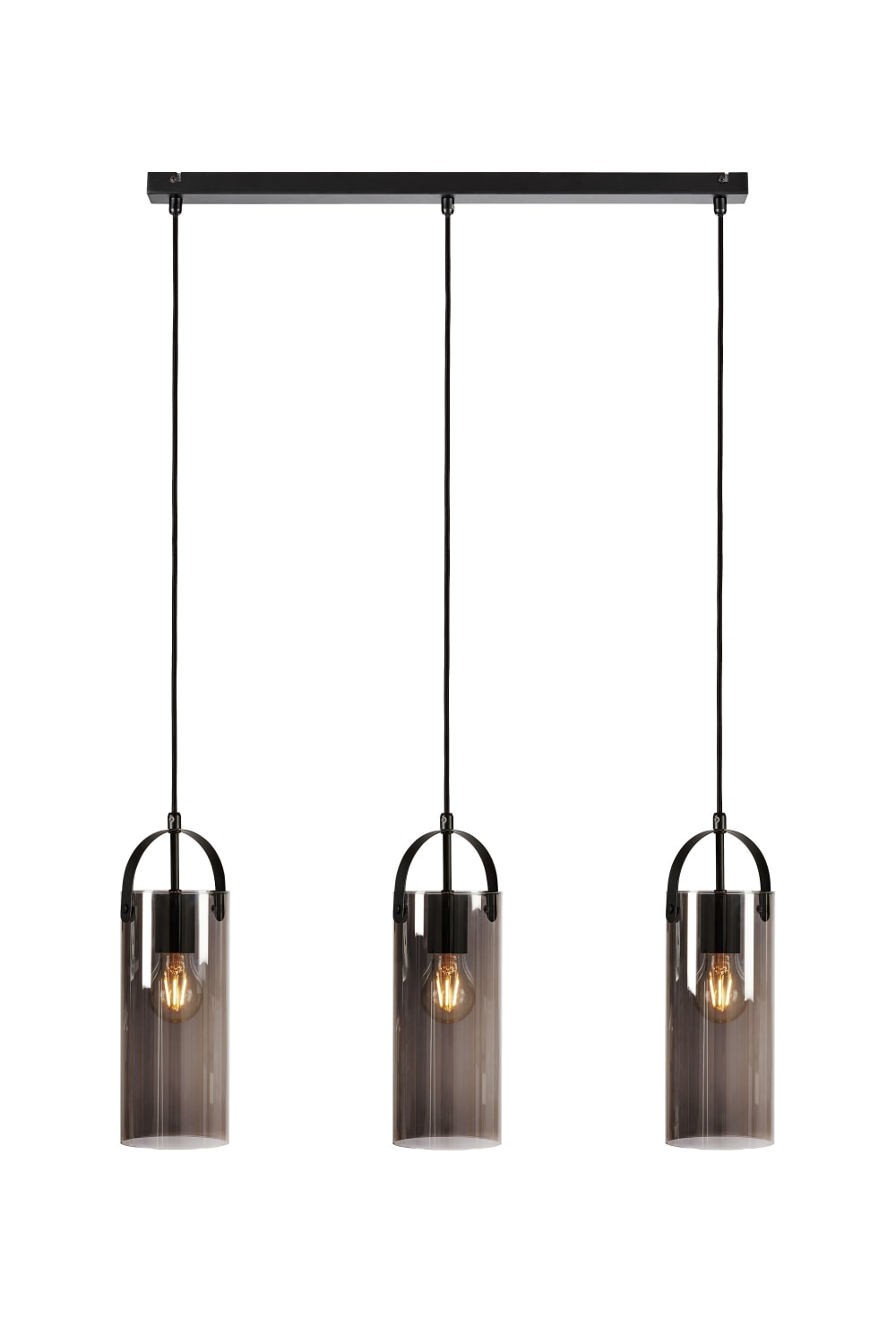 Suspension 3xE27 noir et fumé