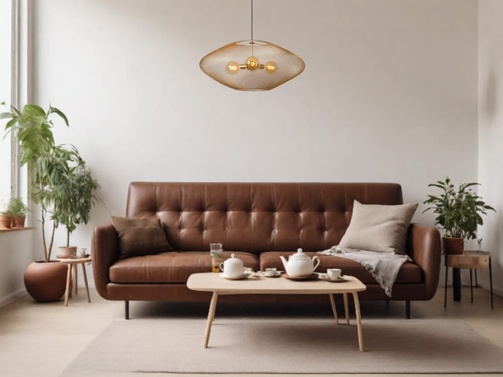 Suspension métal 3 lumières or mat 85 cm — vue 3