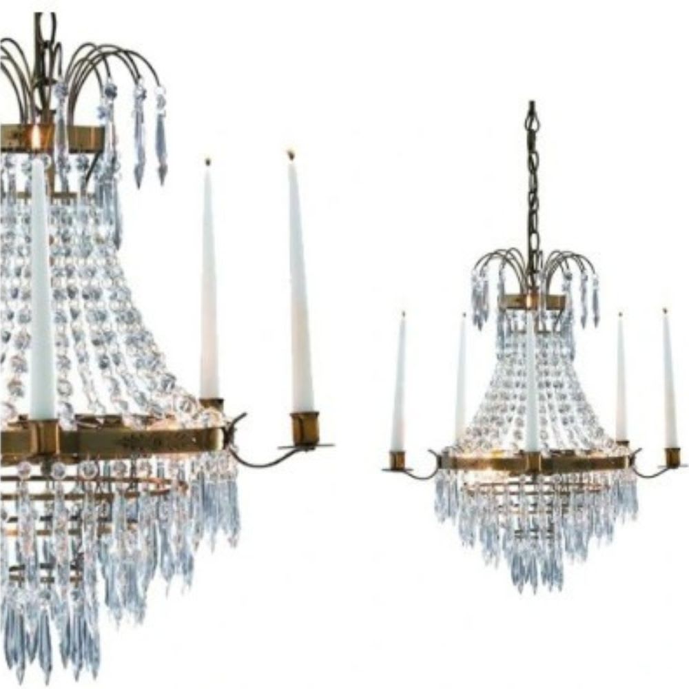 Lustre 3xE14 laiton antique et transparent — vue 4