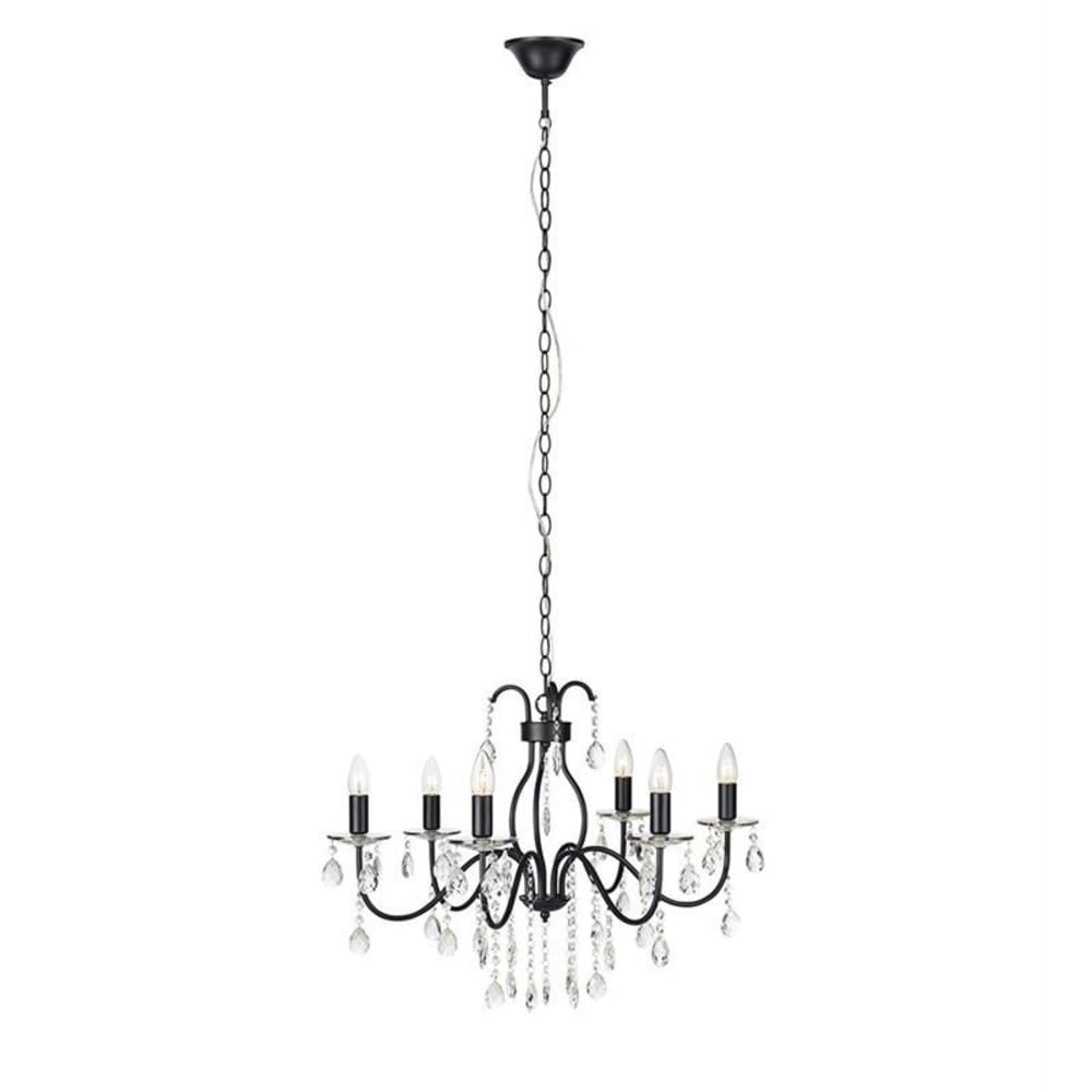 Suspension métal 6 lumières noire