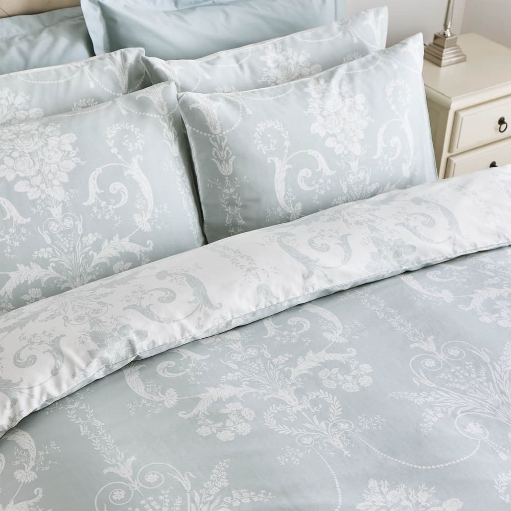Housse de couette damassé en satin de coton bleu 200x200 cm — vue 3